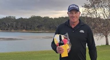 Karl Hobday with the spoils after saluting in the first round at Nambucca Heads of the National Handiskins qualifier.